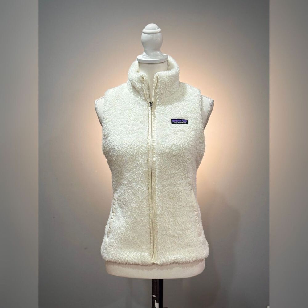White Patagonia Los Gatos Fuzzy Full Zip Vest Size XS EUC